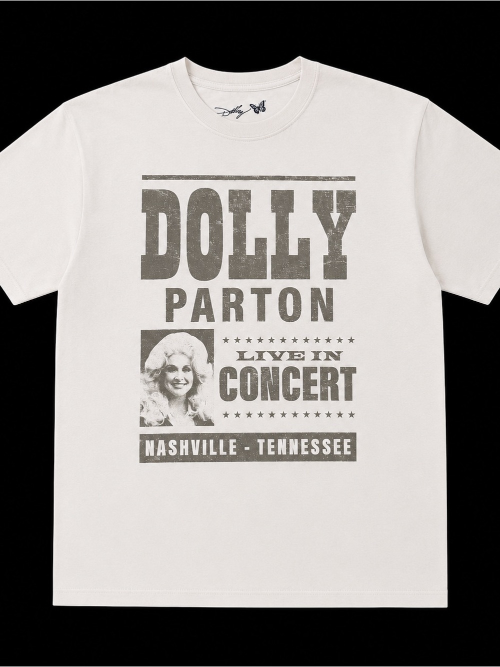 Dolly Parton White 'Live In Concert' Graphic Tee